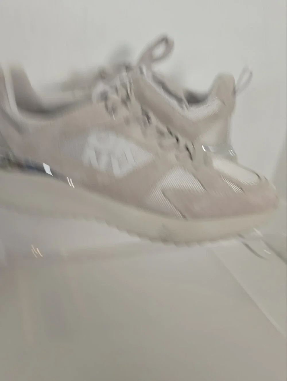 DKNY Beige Suede & Mesh Platform Sneakers